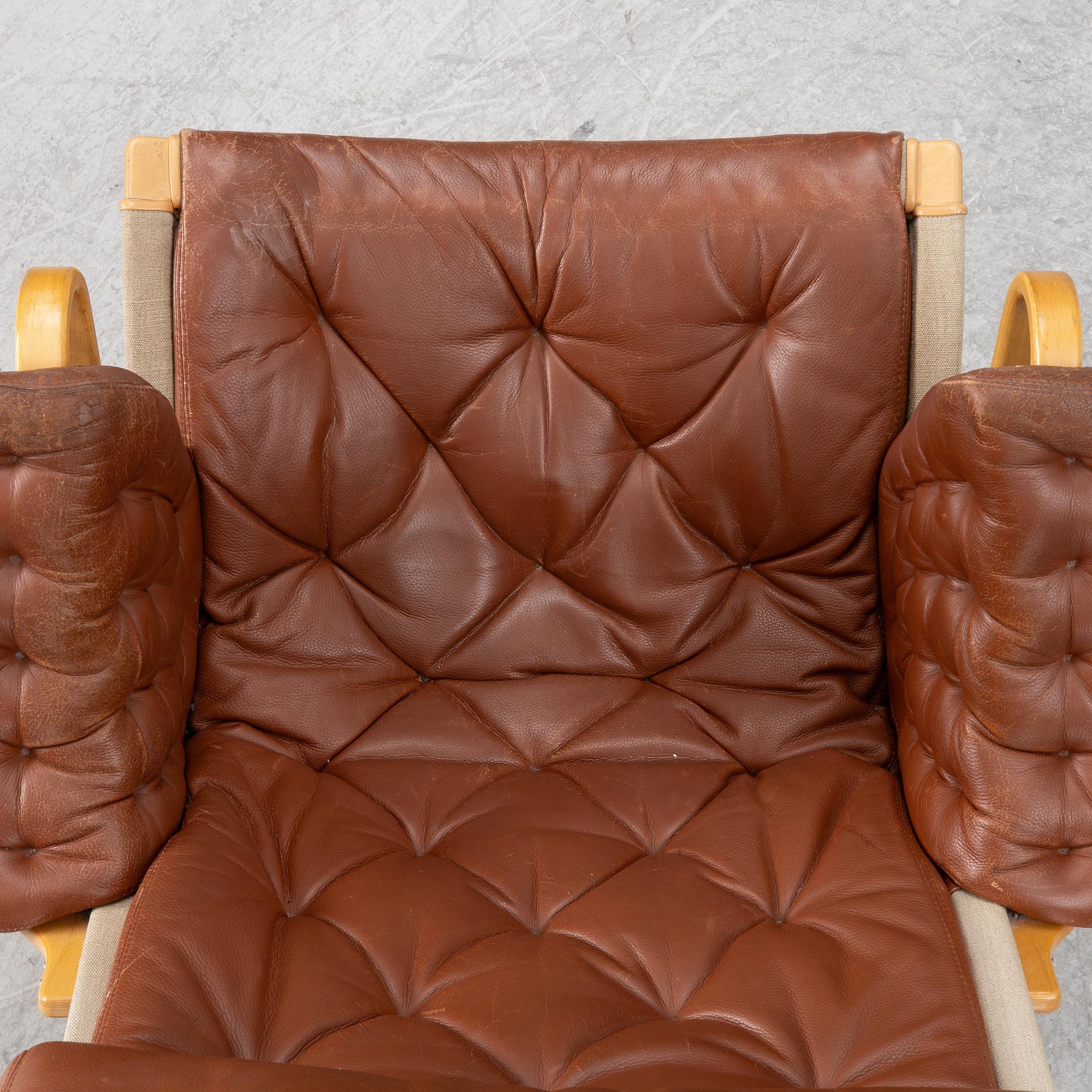 Bruno Mathsson, fåtölj med fotpall, "Pernilla", Dux.