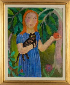 Helga Henschen, Flicka med katt och äpple.