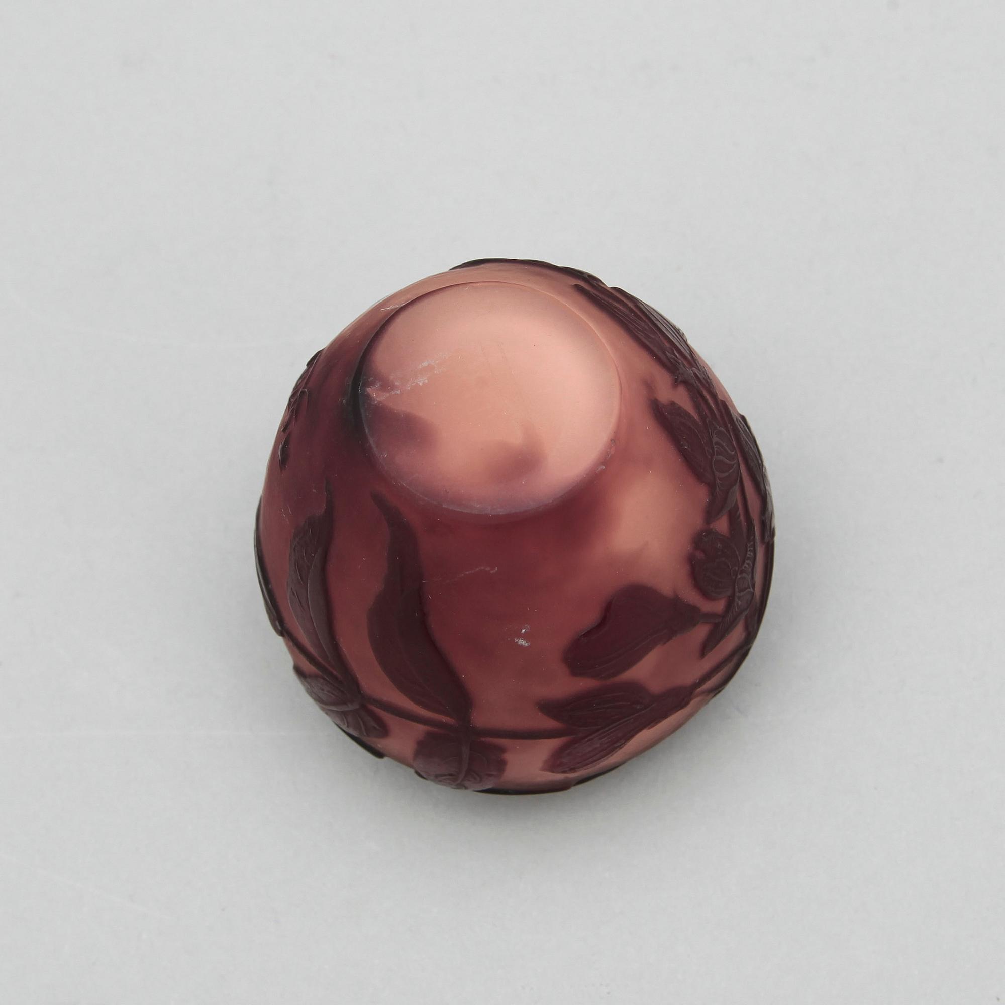 MINIATYRVAS, glas, jugend, Gallé, Frankrike, 1900-talets första hälft.