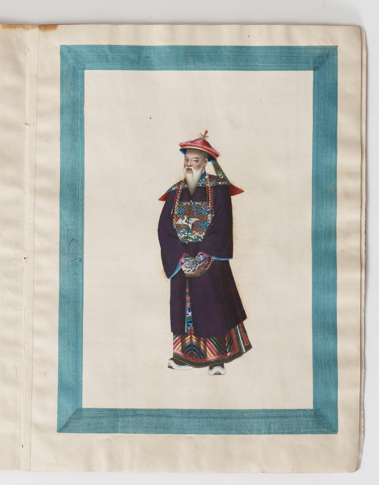 ALBUM med GOUACHER (10). Sunqua, porträtterande kinesiska hovet, Qing dynastin, sent 1800-tal.