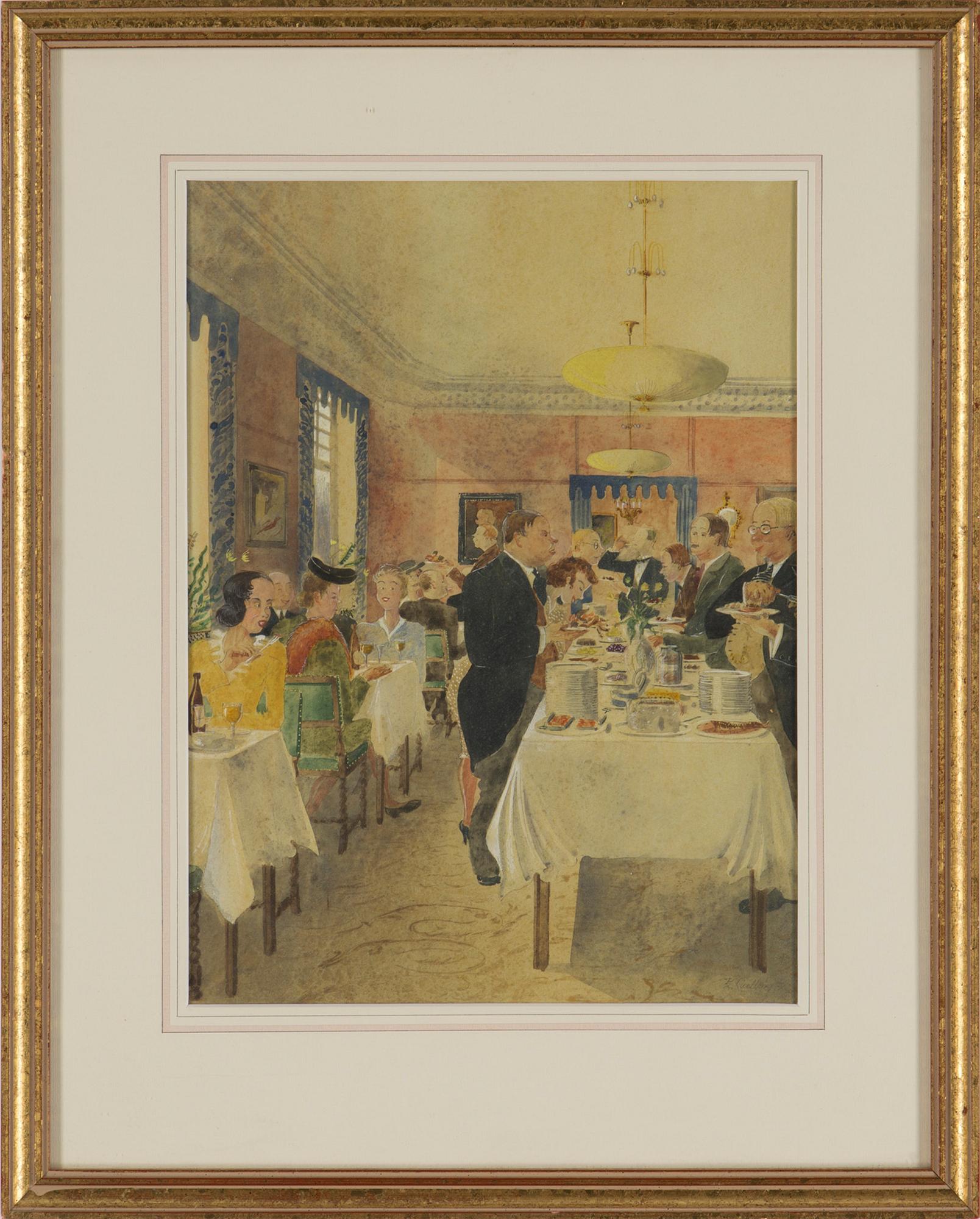 RUDOLF CARLBORG, 2 st, akvarell med täckvitt på papper, signerad R. Carlborg och ena daterad 1942.