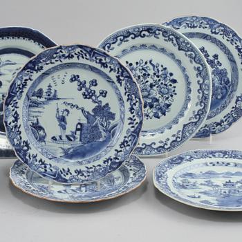 TALLRIKAR, 11 st, porslin, Kina, 1700-tal.