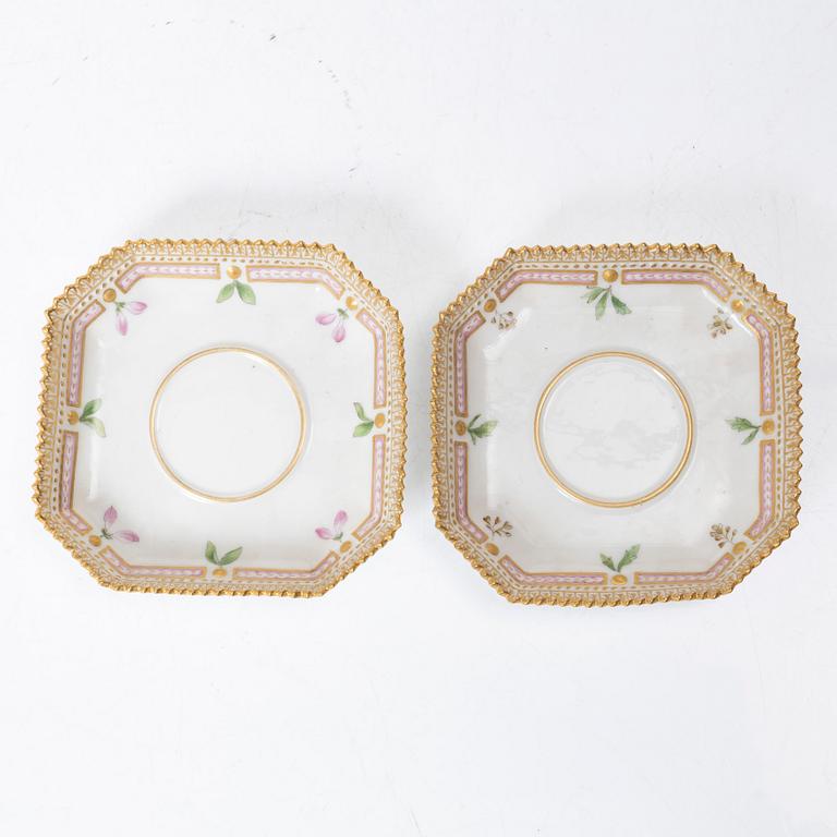 A pair of Royal Copenhagen 'Flora Danica' custard cups with covers and stands, Denmark, 20th century.