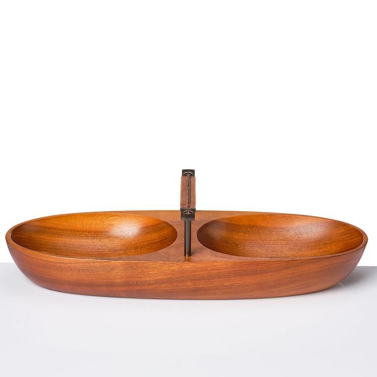 Carl II Auböck, a mahogany nut bowl and a  nutcracker, Carl Auböck workshops, Vienna Austria, probably 1950's.