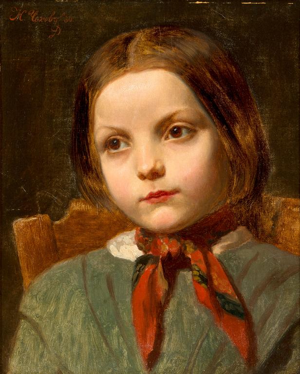 Nikolai Chekhov, A GIRL WITH A RED SCARF. ЧЕХОВ, НИКОЛАЙ ПАВЛОВИЧ (1858-1889)
ДЕВУШКА В КРАСНОМ ШАРФЕ.