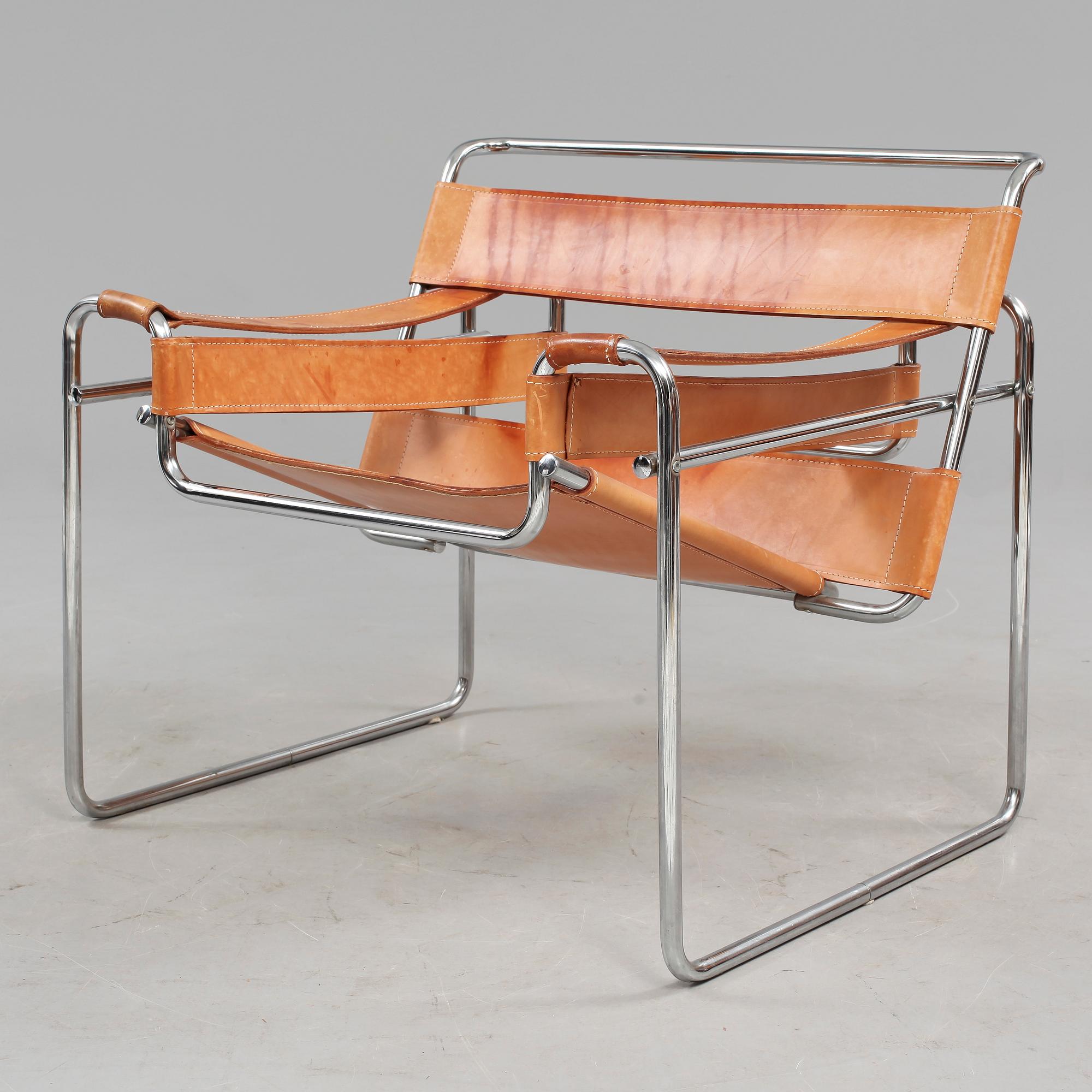 FÅTÖLJ, efter Marcel Breuer, "Wassily", 1900-talets andra hälft.