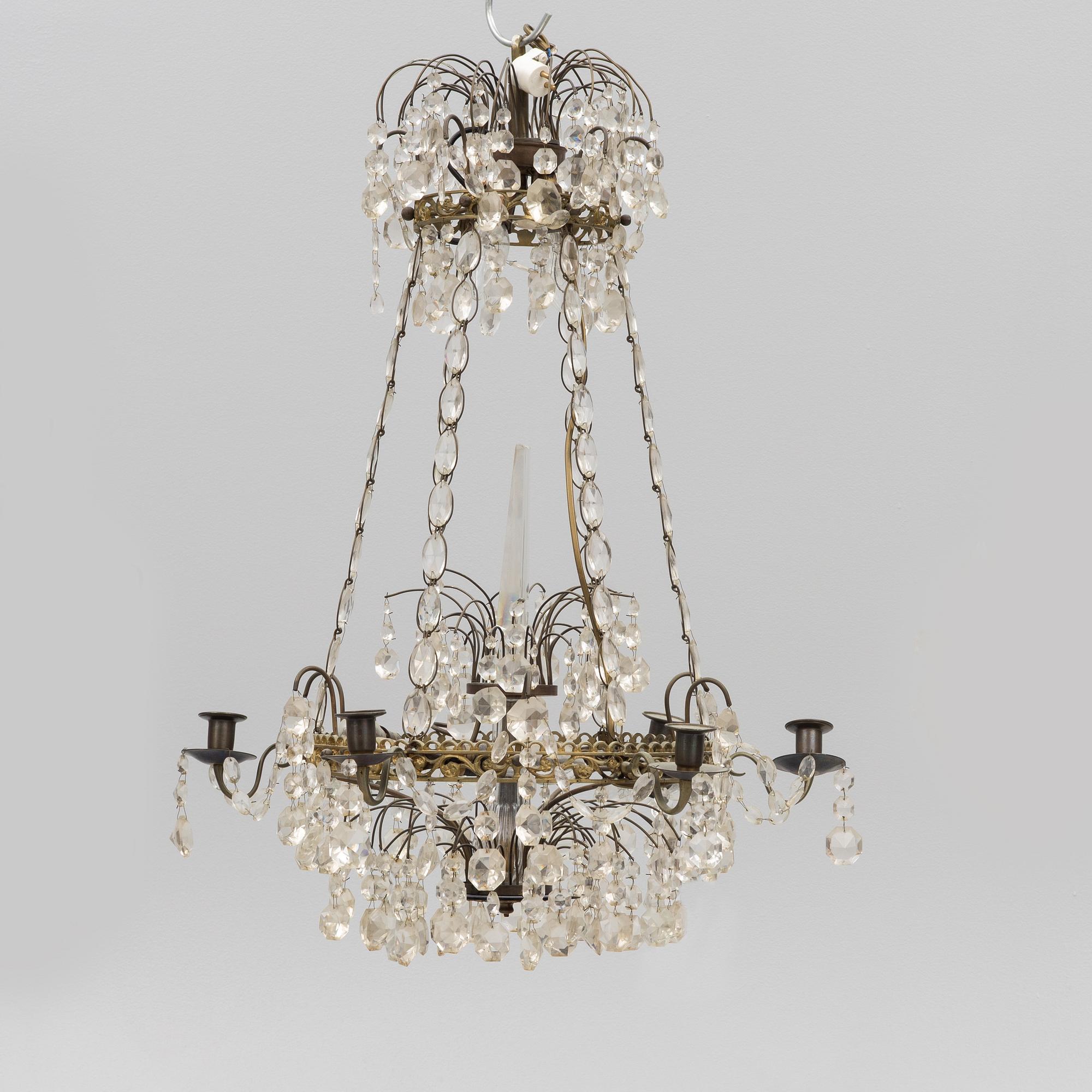 A Gustavian style chandelier, first half of the 20th century.