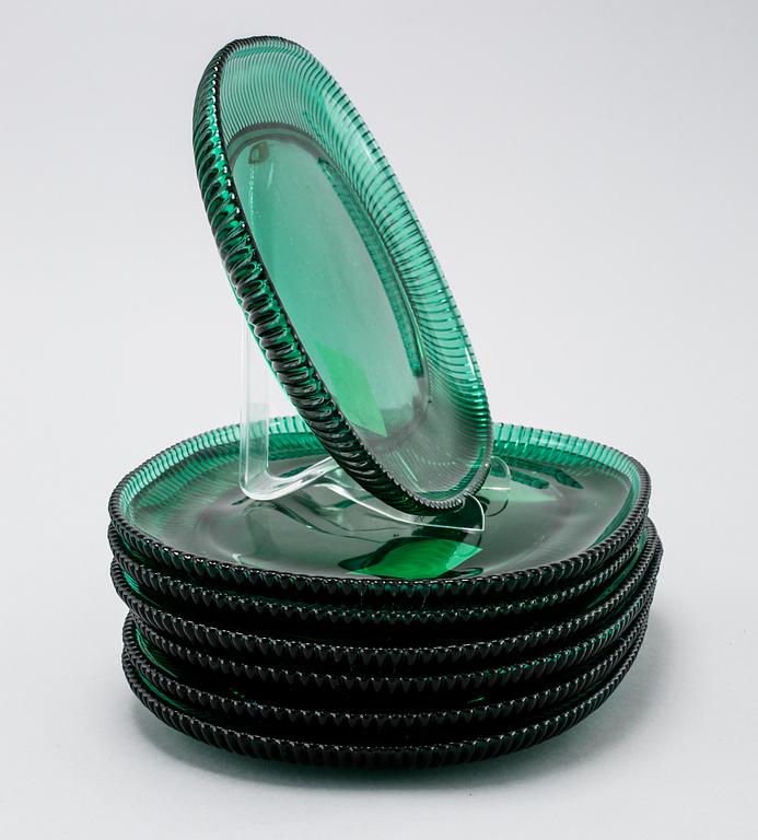 Seven lobster plates in glass by Arthur Percy, Reijmyre/Gullaskruf, Svenskt Tenn.