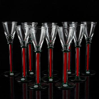 A set of 12 (10+2) Swedish Reijmyre glasses, 20th Century.