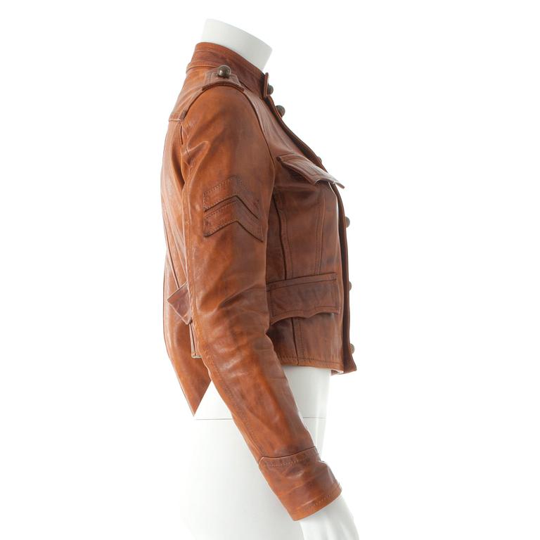 DSQUARED, a cognac coloured leather jacket.