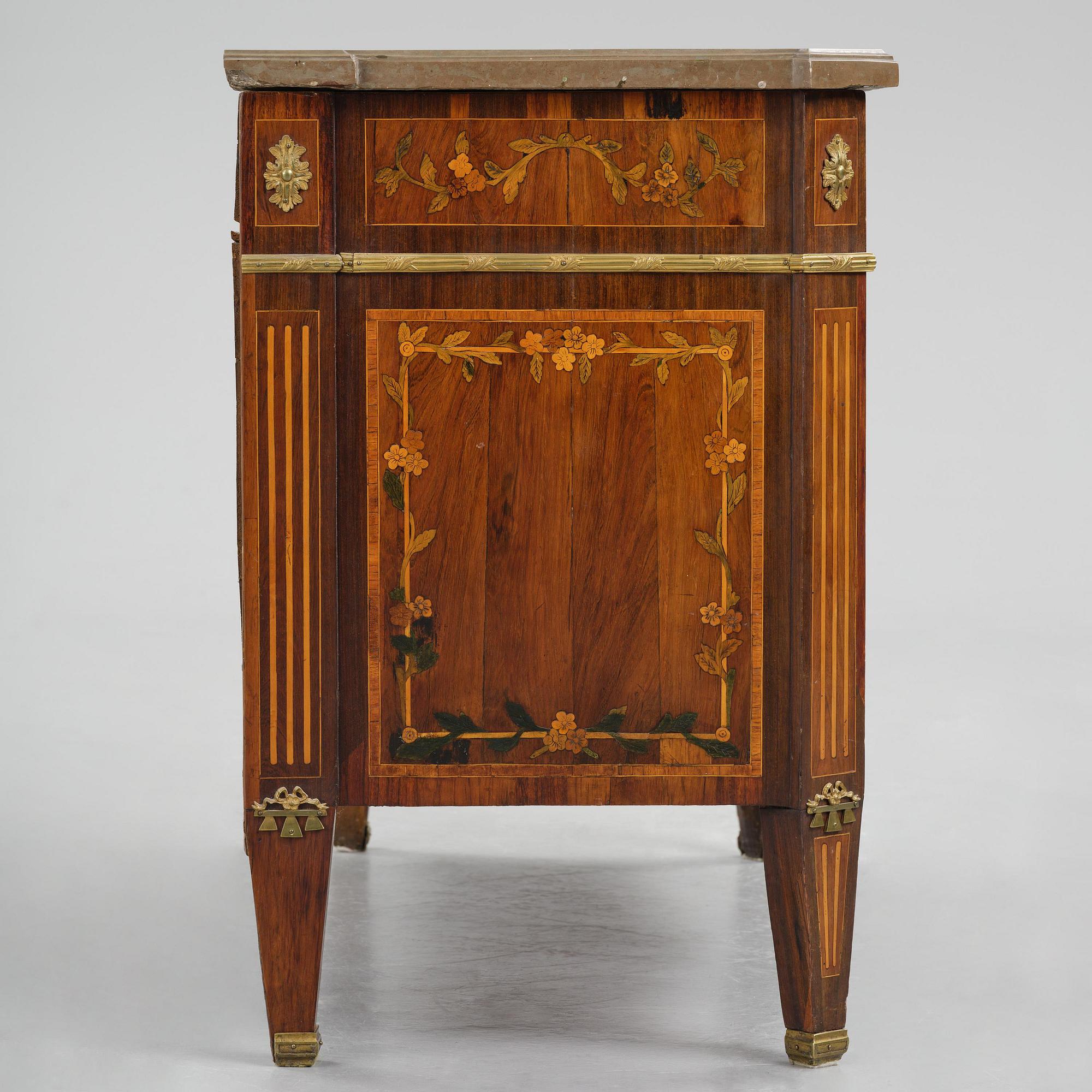 A Gustavian marquetry commode attributed to J. Hultsten (master in Stockholm 1773-94).
