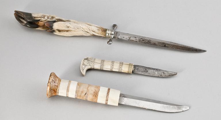 KNIVAR, 3 st, bl.a. horn, 1900-talets andra hälft.