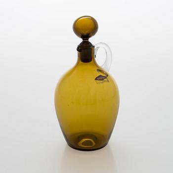 Saara Hopea, glass carafe with five liqueur glasses model 2501 for Nuutajärvi. Design year 1959.