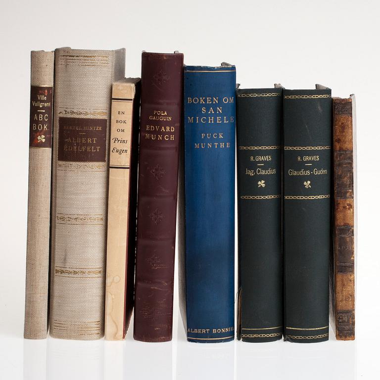 BÖCKER, 8 st, konsthantverk och historia, 1853 och 1900-talets första hälft.