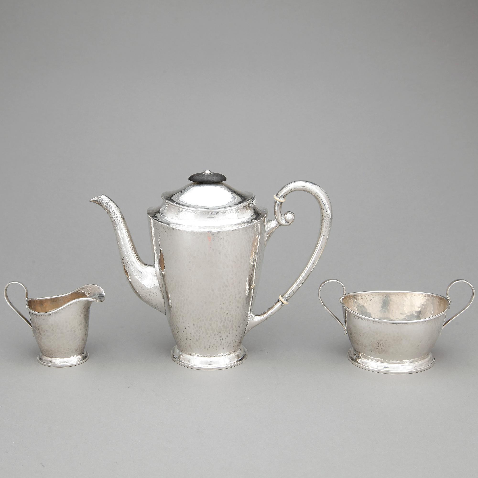 KAFFESERVIS, silver, K. Anderson, Stockholm, 1920. Totalvikt ca639g.