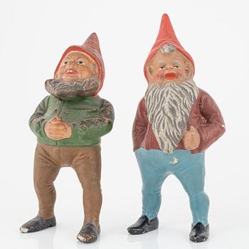 Six ceramic gnomes, first half of the 20th century.