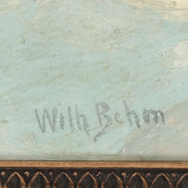 WILHELM BEHM, olja på pannå, signerad.