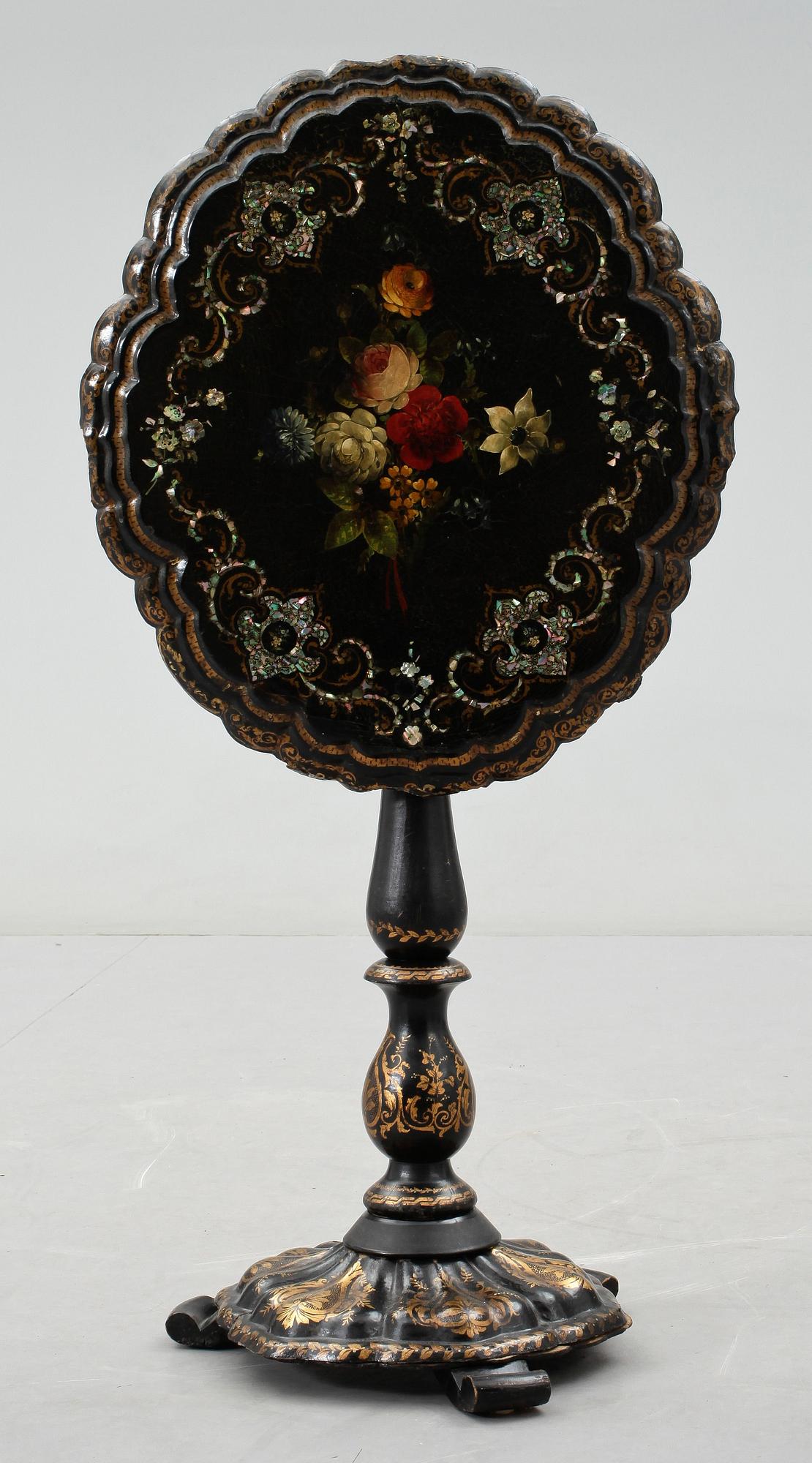 FÄLLBORD, bl a papier-maché, rokokostil, 1800-talets andra hälft.