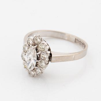 Marquise and brilliant-cut diamond ring.