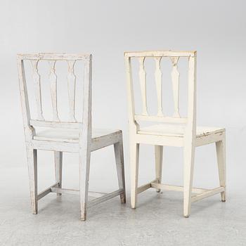 Two similar late Gustavian chairs, Sweden, around 1800.