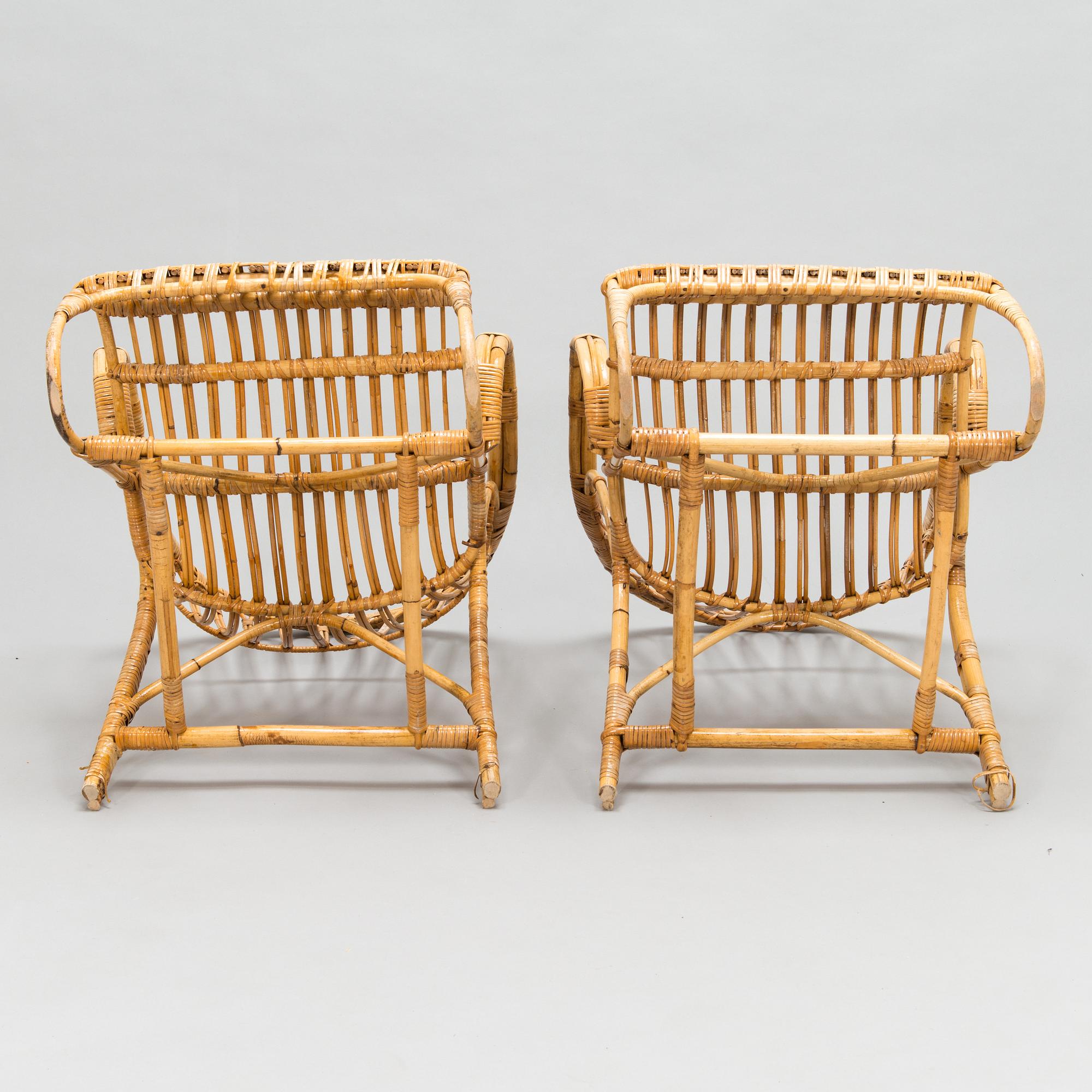 Korgstolar, ett par, rotting, 1950/60-tal.