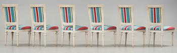 Six Gustavian late 18th century chairs by Joseph Ruste (master in Stockholm 1772-1792).