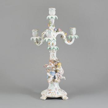 KANDELABER, porslin, Meissen, 1900-tal.