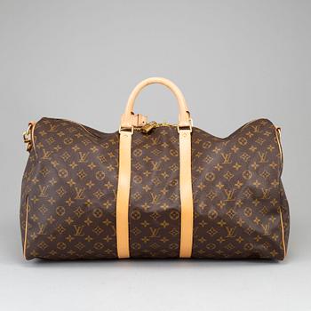 LOUIS VUITTON, a monogram canvas 'Keepall Bandoulière 55' weekend bag, 2014.