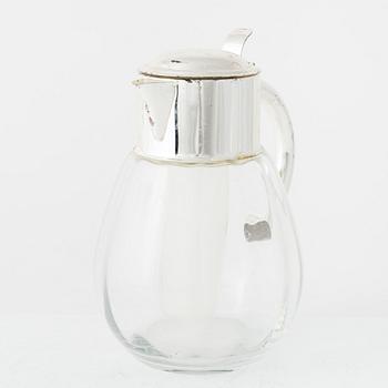 A glass and metal lemonade carafe / cocktail decanter, 20th century.