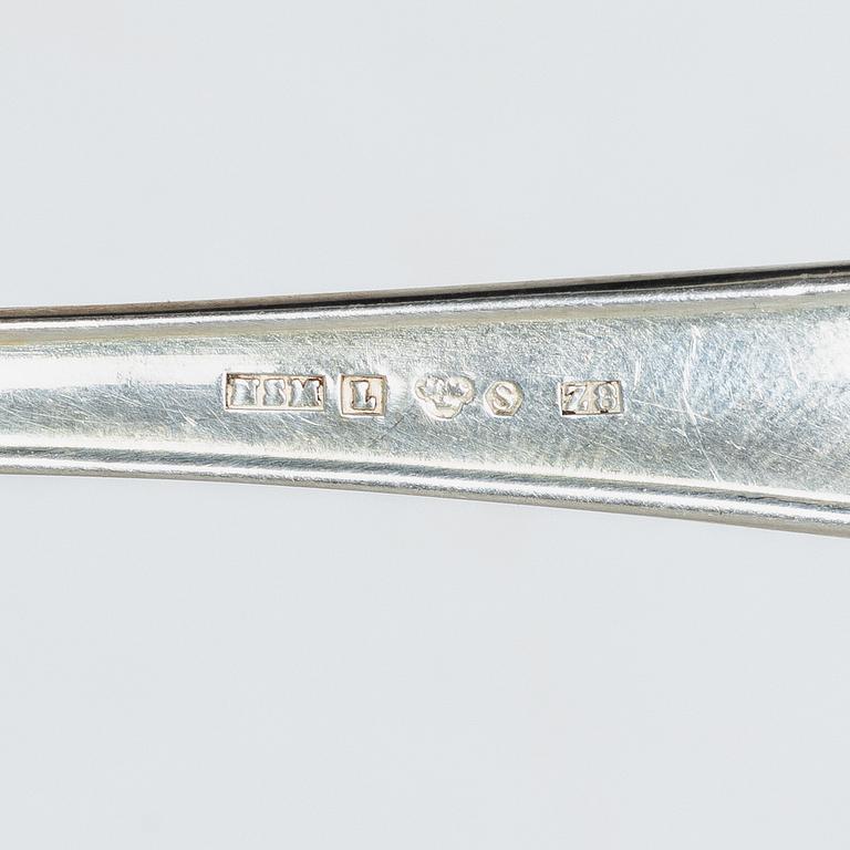 A 36 piece silver cutlery service, model Svensk Spets, mostly CG Hallberg, 1930s.