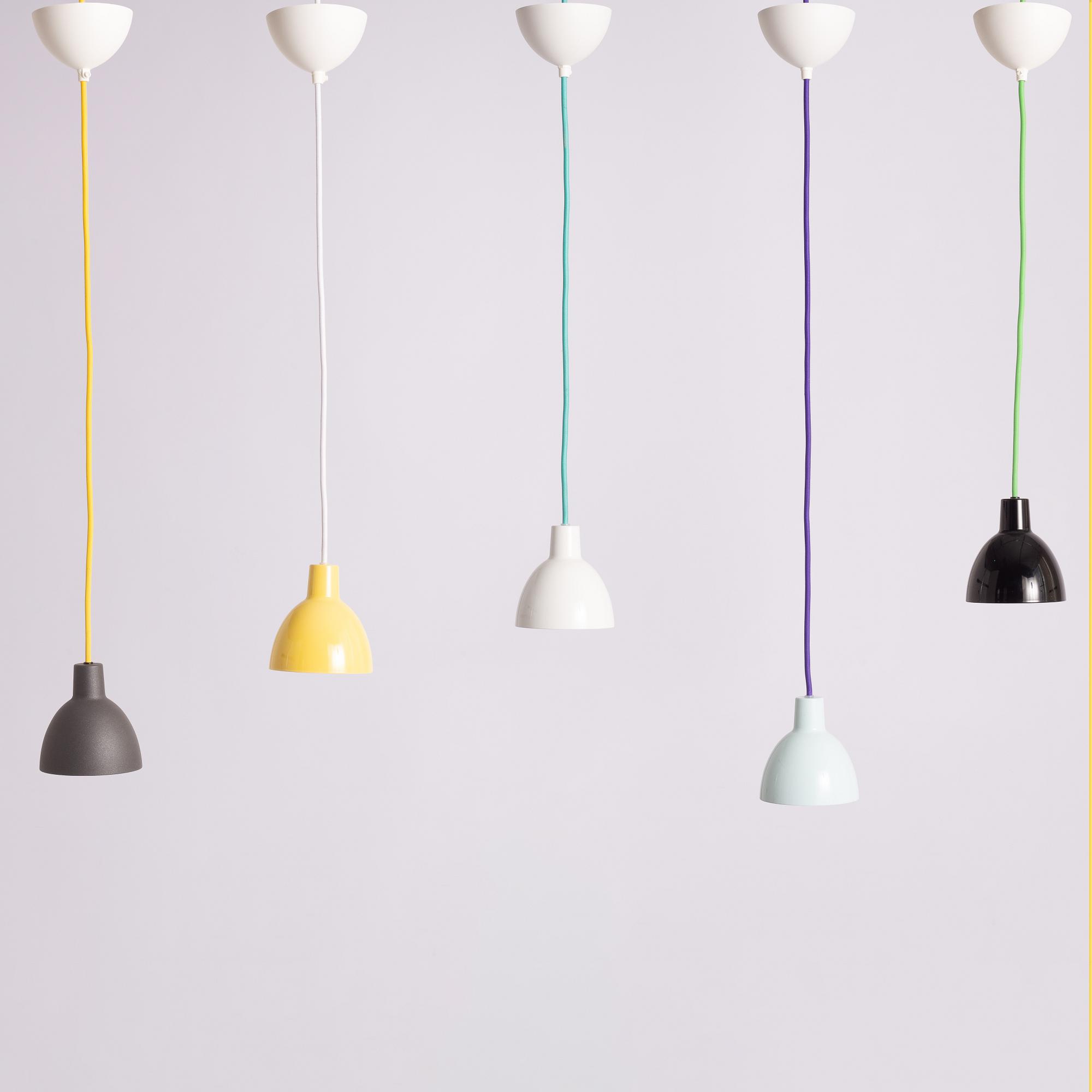 Louis Poulsen, Ceiling lamps, 5 pcs, "Toldbod 120", Denmark.