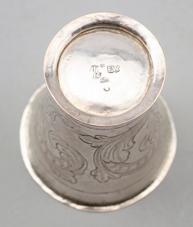 BÄGARE, silver, Erik Wibeck, Borås 1772. Vikt ca 48 gram.