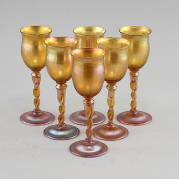 VINGLAS, 6 st, Tiffany, USA, 1900-talets början.