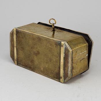 An 18th century brass box.