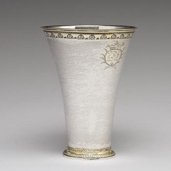 A Swedish 18th century parcel-gilt silver wedding-beaker, mark of Johan Soderdahl, Soderkoping 1770.