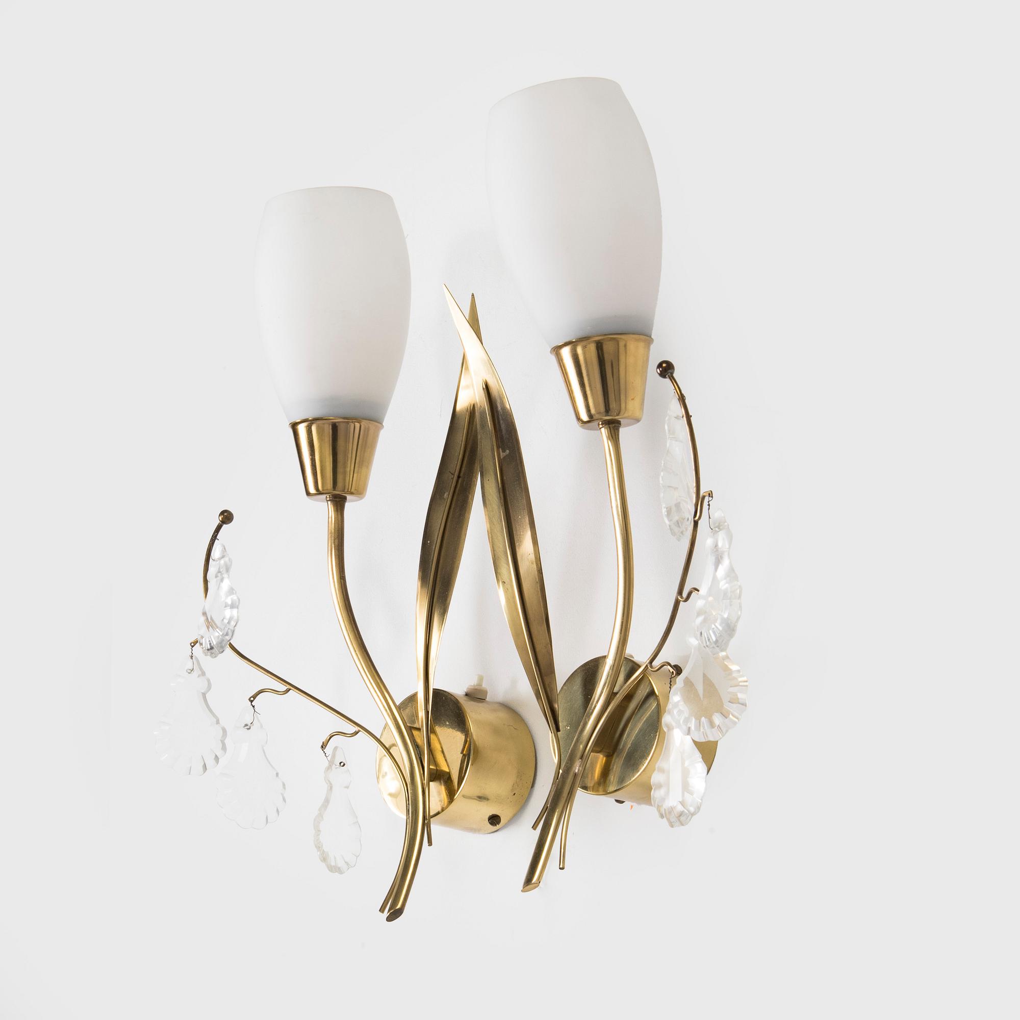 Maria Lindeman, vägglampor, ett par, 1900-talets mitt.