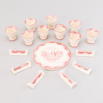 A 157-piece tableware set of 'Bengali, red', Swedish Rörstrand creamware of the 1940s.