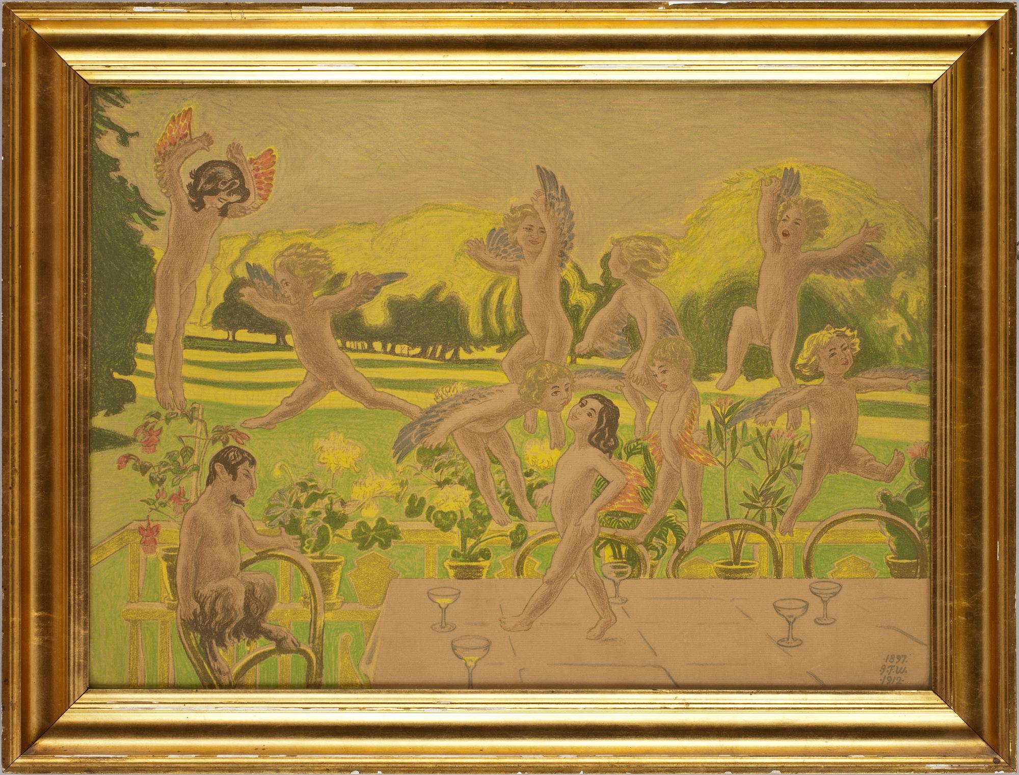 JENS FERDINAND WILLUMSEN, färglitografi. Sign 1897 JFW 1912 i trycket.