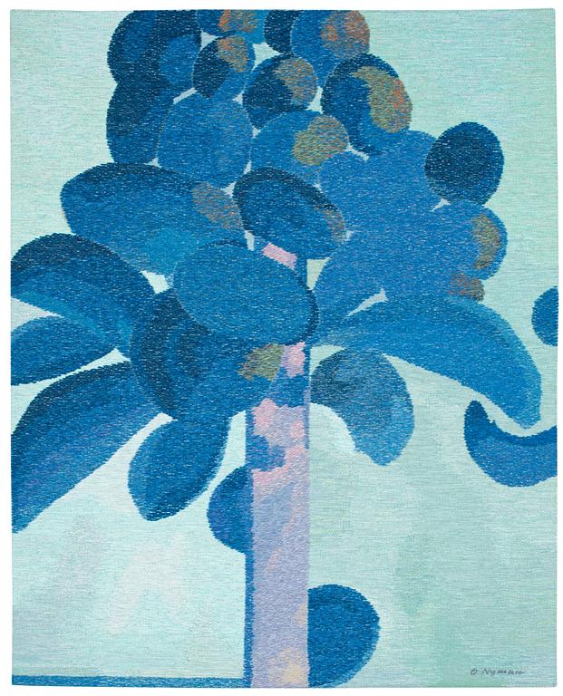 Olle Nyman, VÄVD TAPET. "Blå trädet". Gobelängvariant. 188 x 152,5 cm. Signerad O Nyman.