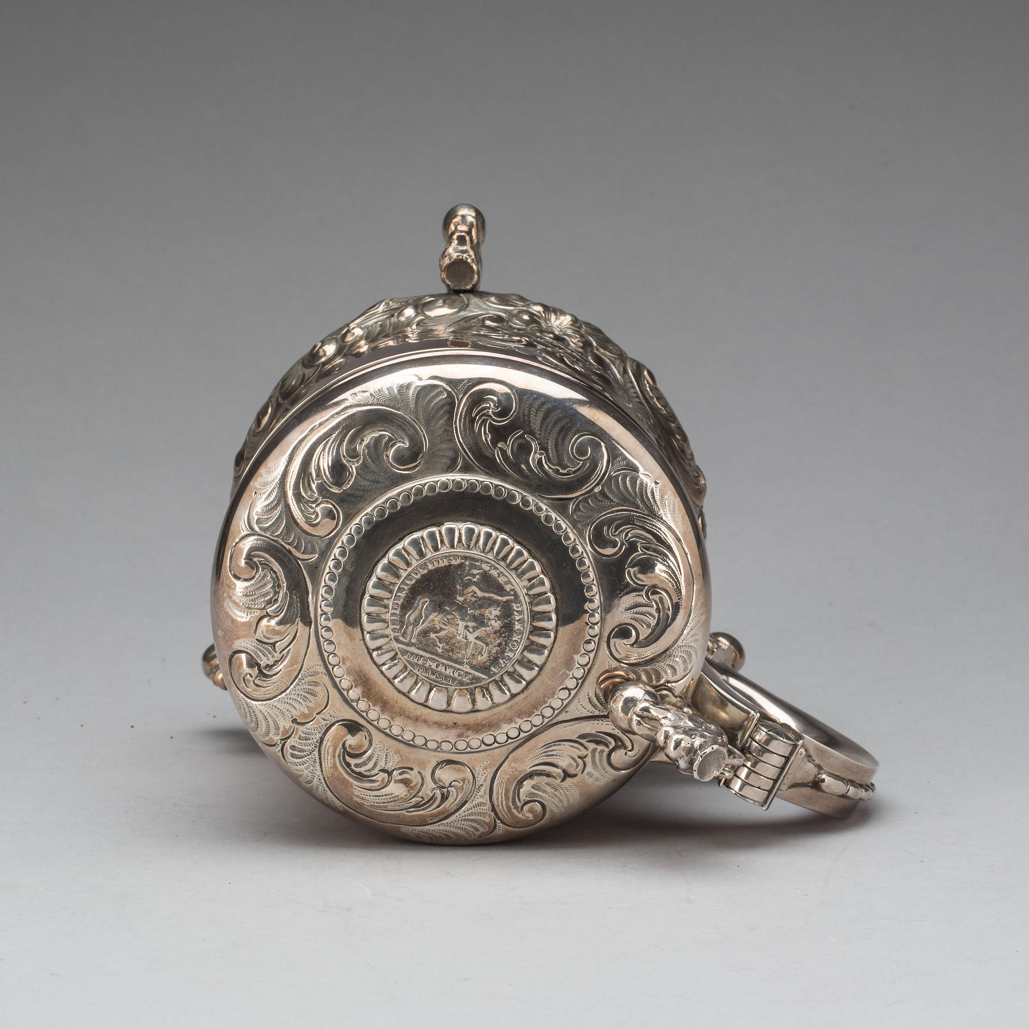 DRYCKESKANNA, silver, barockstil. Adolf Landoff & Son Göteborg, 1949. Ca 1000gr.