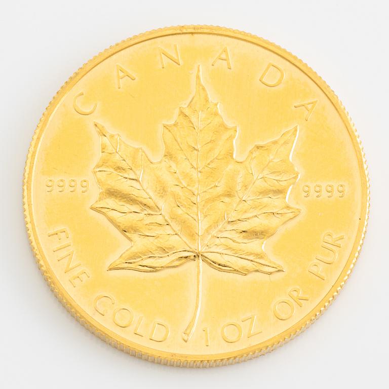 Guldmynt, 24 k, 50 dollar, Elizabeth II, Canada, 1983.