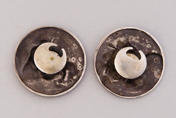 CIGARETTE CASE, silver, Auran kultaseppä, Turku 1951 and CUFFLINKS, silver, Japan late 19th century.