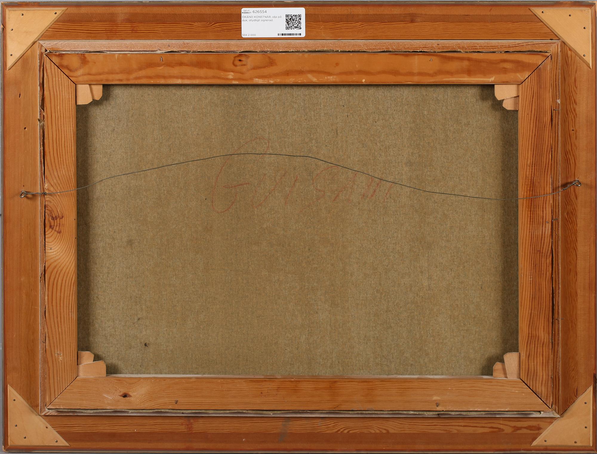 OKÄND KONSTNÄR, olja på duk, otydligt signerad.