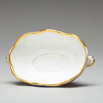 Two butter shells and a salt, Imperial Porcelain Manufacture, St. Petersburg, Russia, period of Czar Nicholas II.