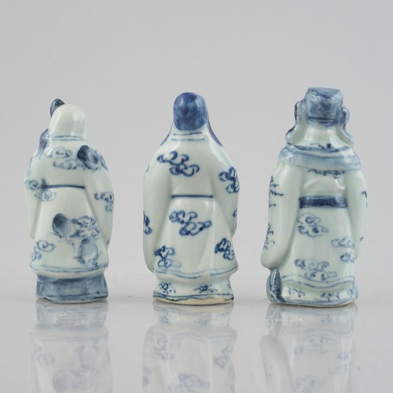 Three porcelain figurines, China, 20th century.