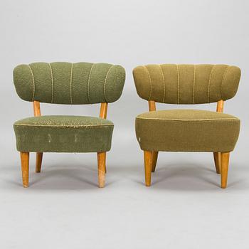 Lisa Johansson-Pape, fåtöljer, 2 st, "Handarbetsstolen" tillverkare Oy Stockmann Ab, Kervo Snickerifabrik, 1940-tal.