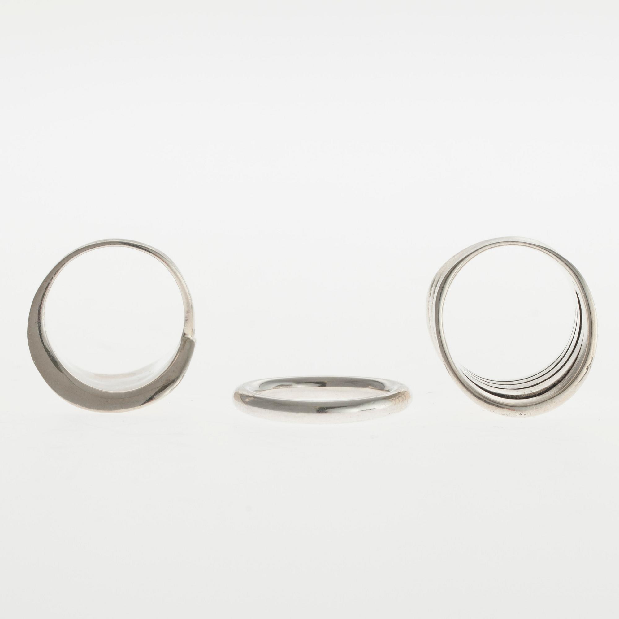 RINGAR, 3 st, sterling silver, bl.a. Jalo, 1900-talets slut.