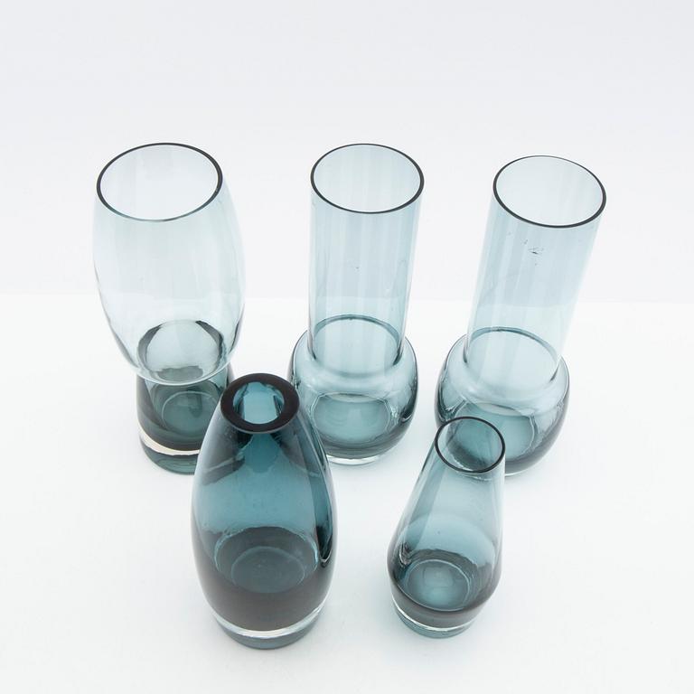 Tamara Aladin, vaser, 5 st, glas, Riihimäen Lasi, Finland, 1960/70-tal.