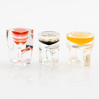 Siv Lagerström, three acrylic rings, 1970s.