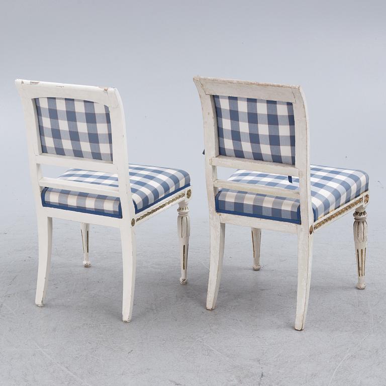 Chairs, 7 pcs, Stockholm, including Ephraim Ståhl (master in Stockholm 1794-1820), Late Gustavian style.